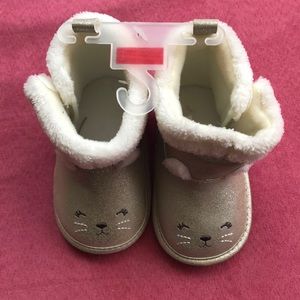 Kitty Cat Sparkly Silver Boots, 3-6 m, NWT